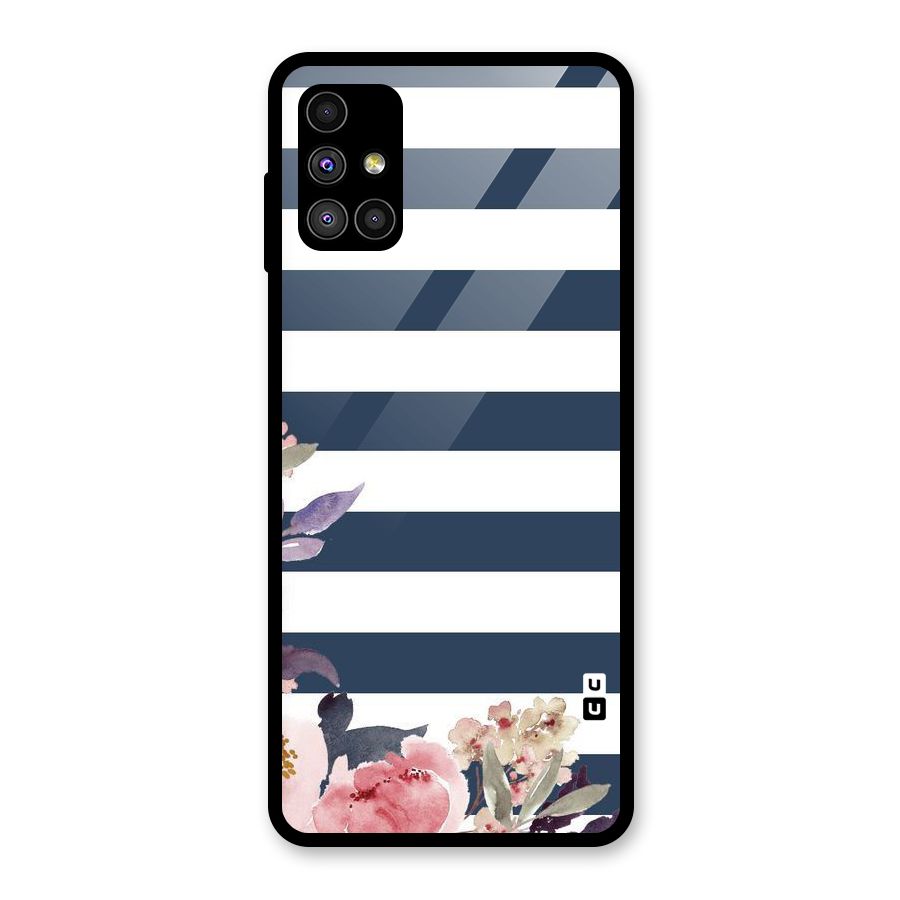 Floral Water Art Glass Back Case for Galaxy M51