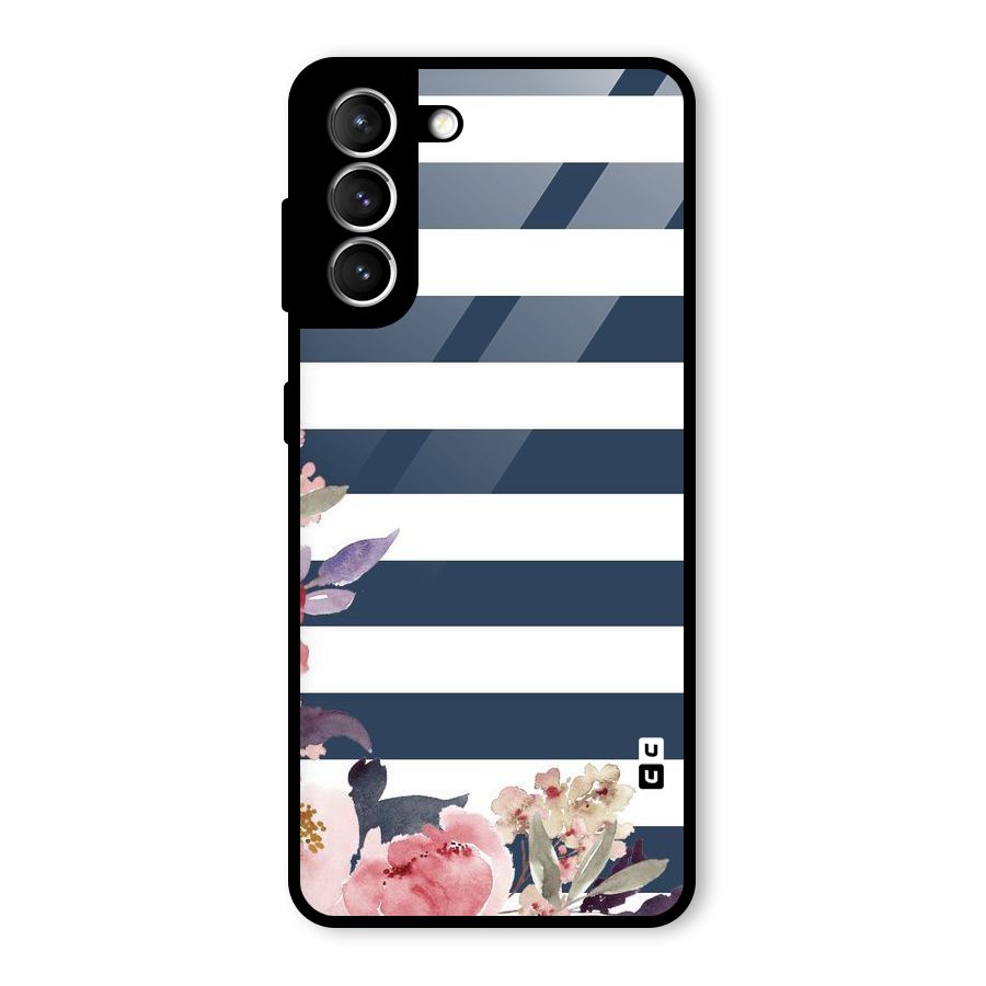 Floral Water Art Glass Back Case for Galaxy S21 5G