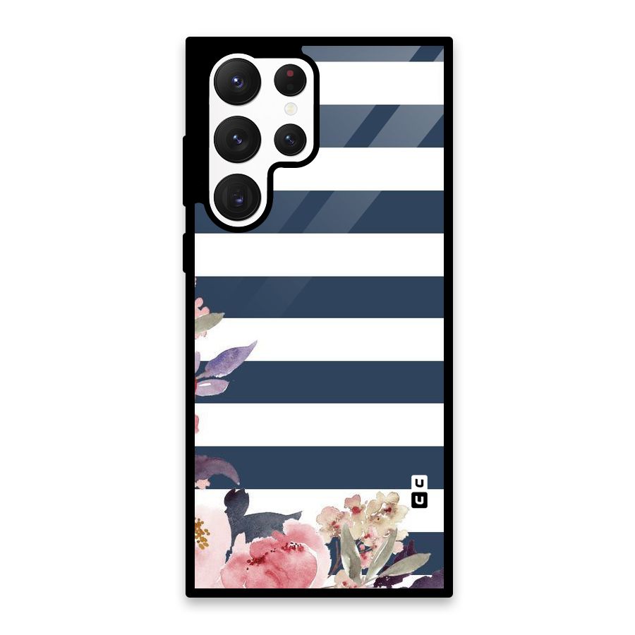 Floral Water Art Glass Back Case for Galaxy S22 Ultra 5G