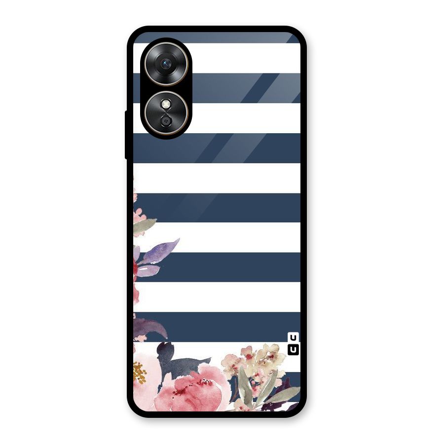 Floral Water Art Glass Back Case for Oppo A17