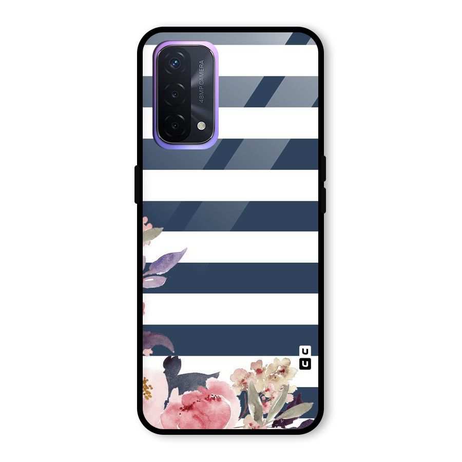 Floral Water Art Glass Back Case for Oppo A74 5G