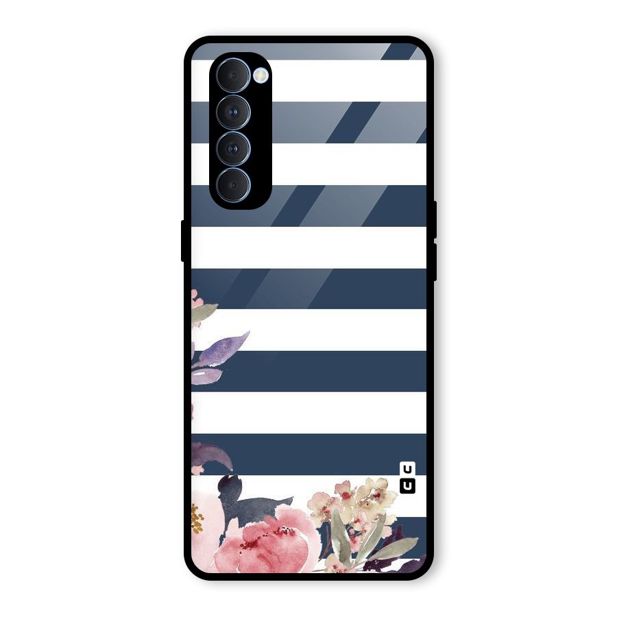 Floral Water Art Glass Back Case for Oppo Reno4 Pro