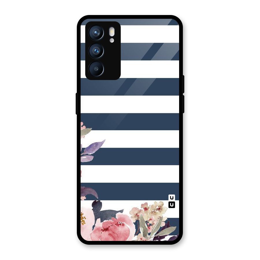 Floral Water Art Glass Back Case for Oppo Reno6 5G
