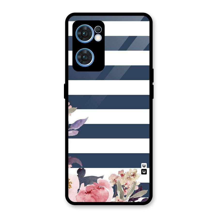 Floral Water Art Glass Back Case for Oppo Reno7 5G