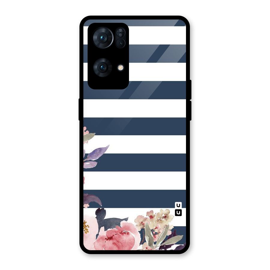 Floral Water Art Glass Back Case for Oppo Reno7 Pro 5G