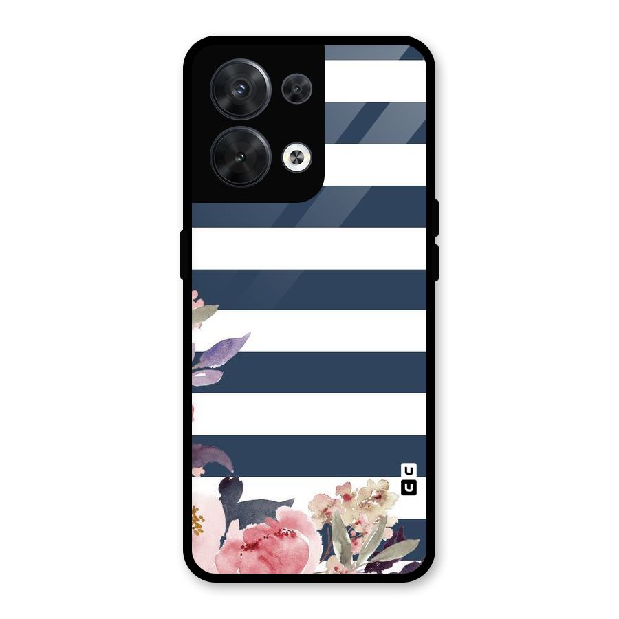 Floral Water Art Glass Back Case for Oppo Reno8 5G