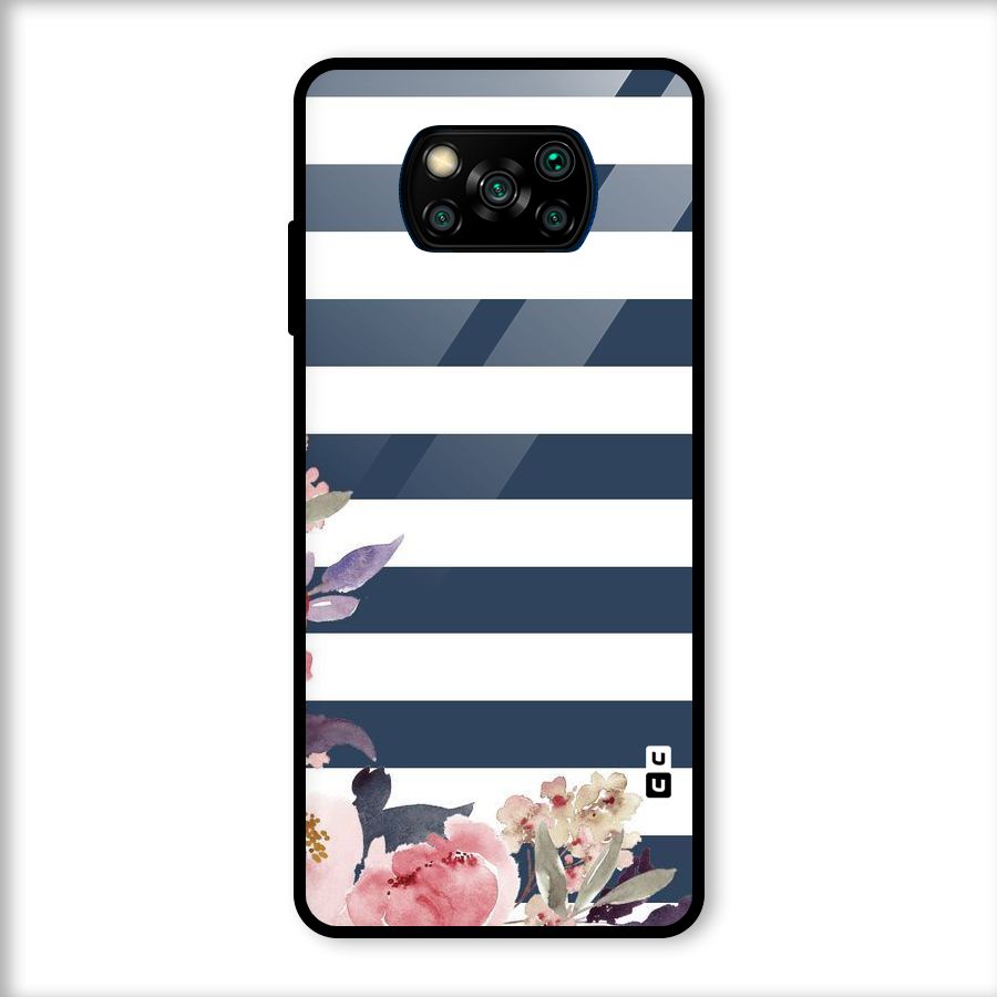 Floral Water Art Glass Back Case for Poco X3