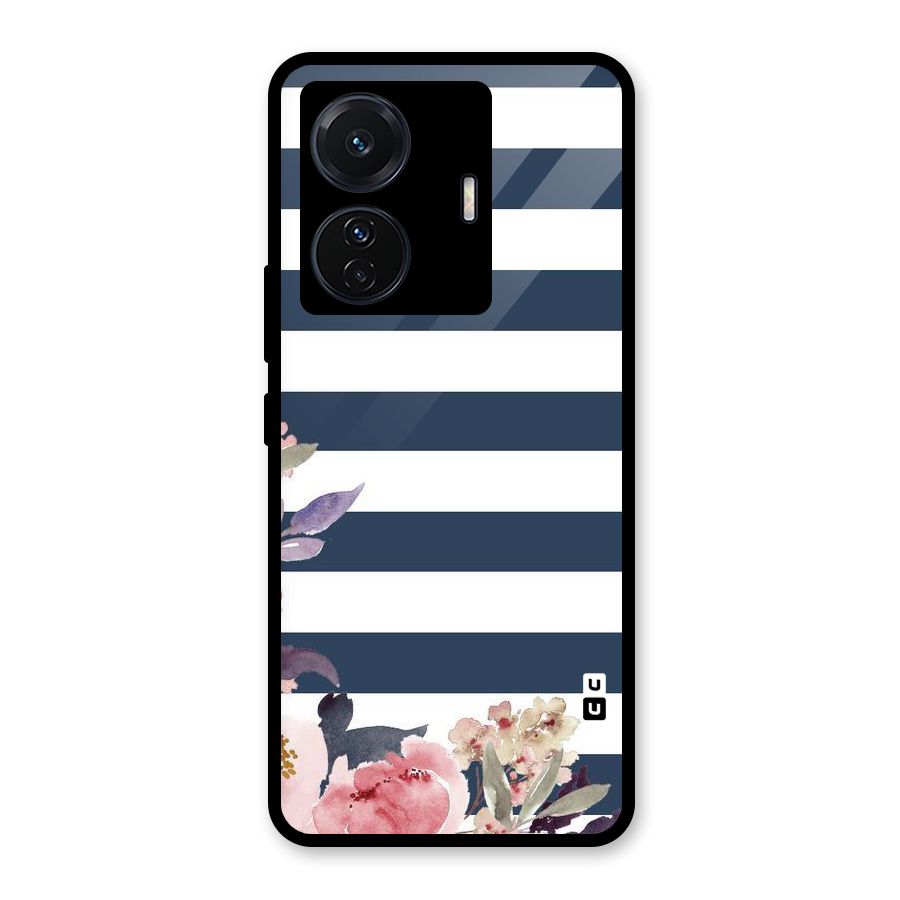 Floral Water Art Glass Back Case for Vivo T1 Pro