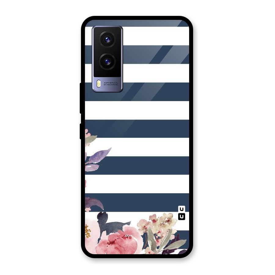 Floral Water Art Glass Back Case for Vivo V21e 5G