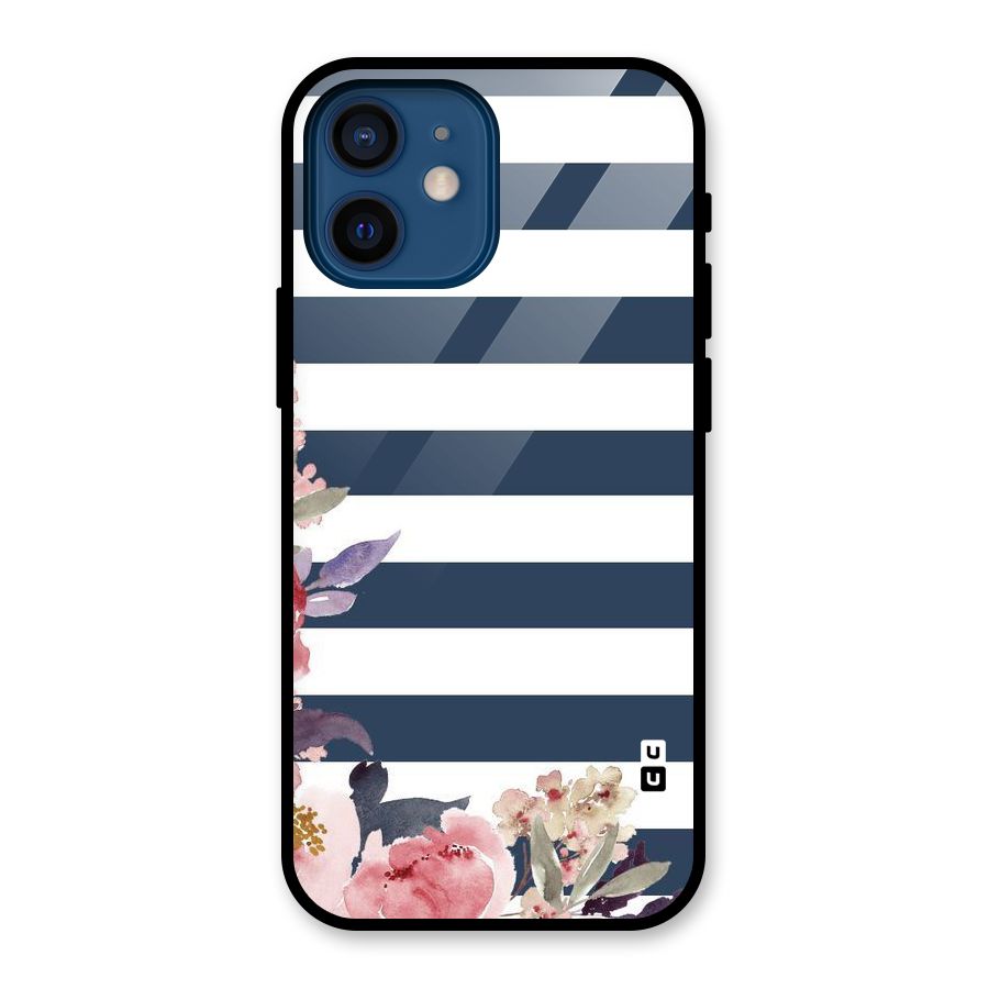 Floral Water Art Glass Back Case for iPhone 12 Mini