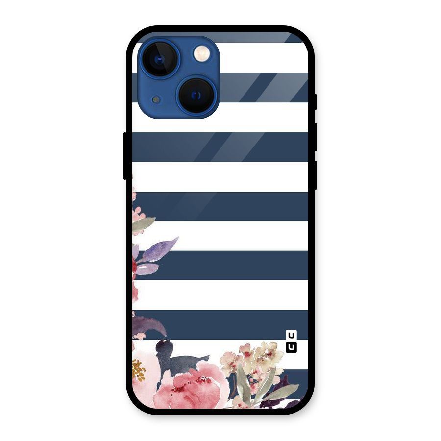 Floral Water Art Glass Back Case for iPhone 13 Mini