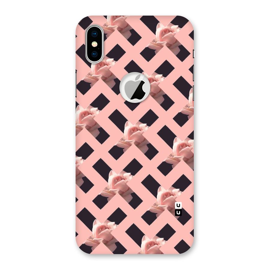 Floral X Design Back Case for iPhone XS Logo Cut