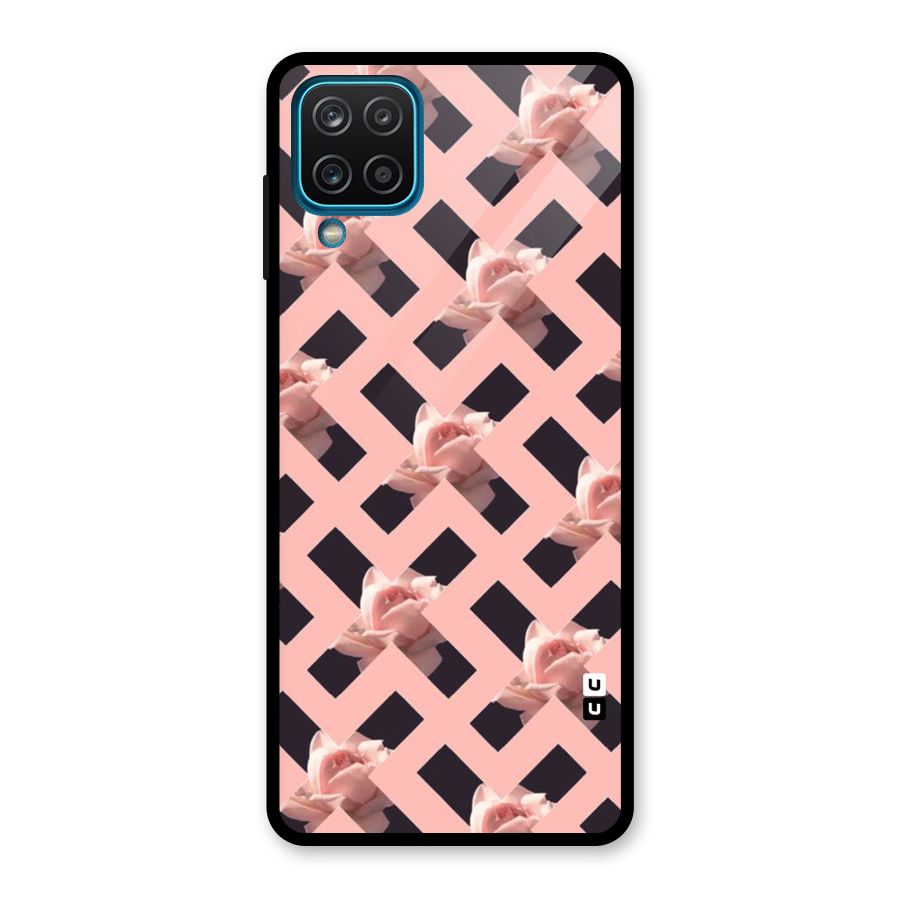 Floral X Design Glass Back Case for Galaxy A12