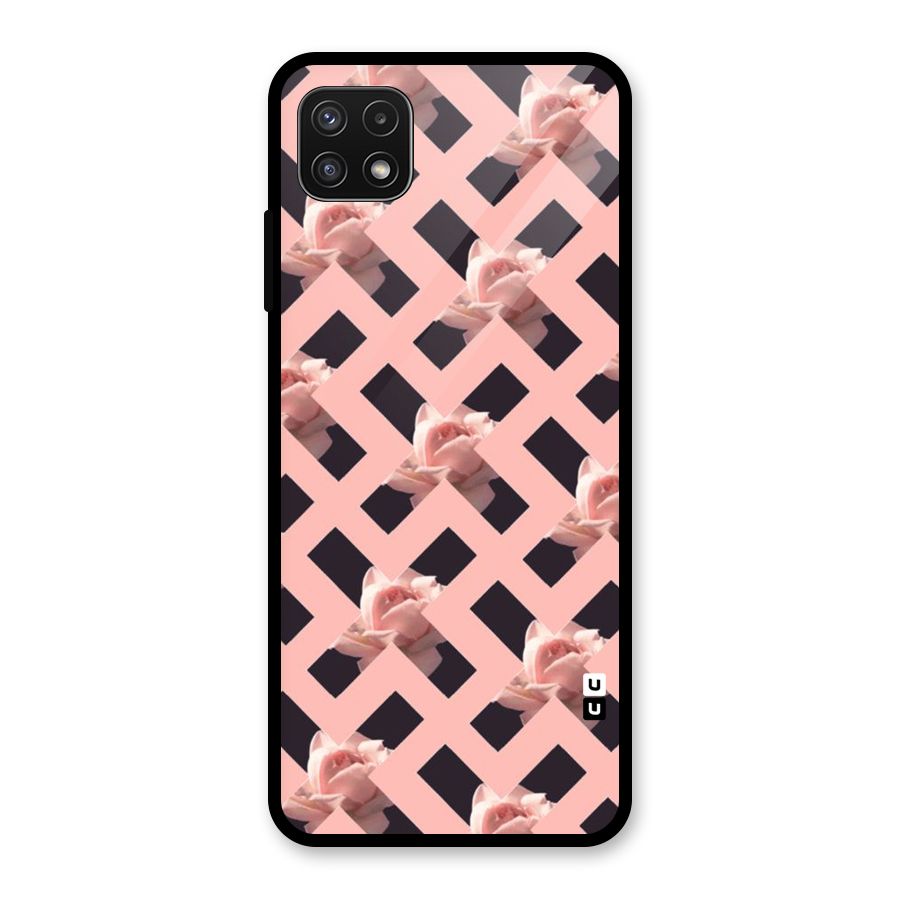 Floral X Design Glass Back Case for Galaxy A22 5G