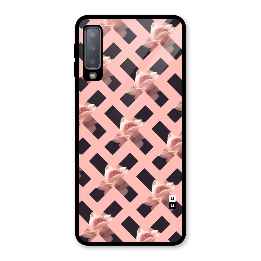 Floral X Design Glass Back Case for Galaxy A7 (2018)