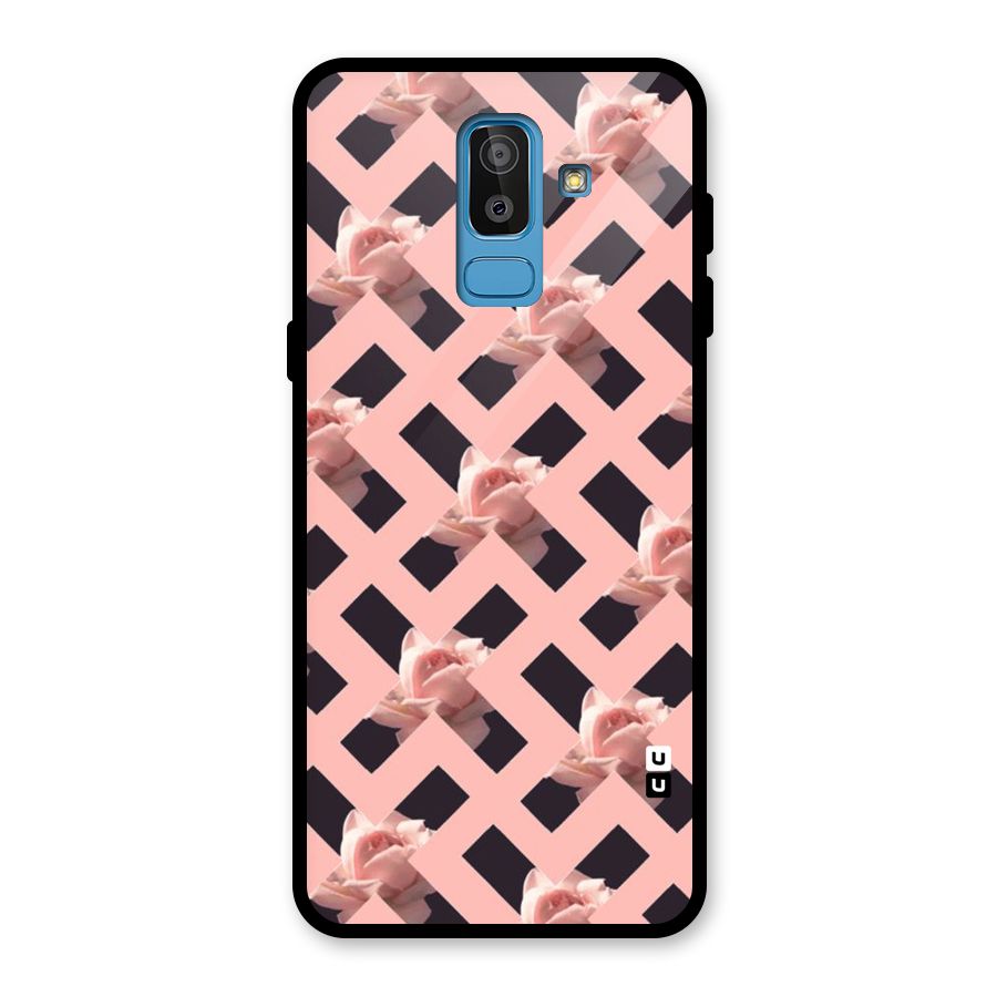 Floral X Design Glass Back Case for Galaxy J8