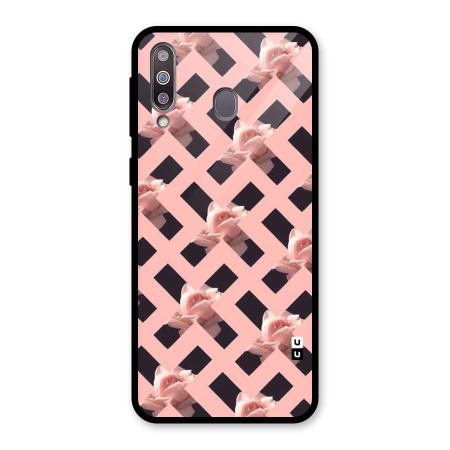 Floral X Design Glass Back Case for Galaxy M30