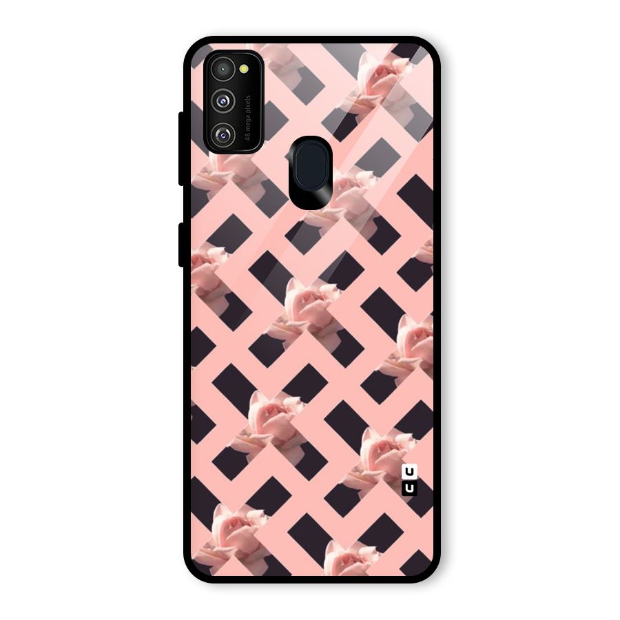 Floral X Design Glass Back Case for Galaxy M30s