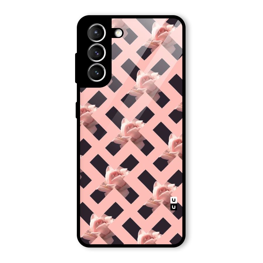 Floral X Design Glass Back Case for Galaxy S21 5G