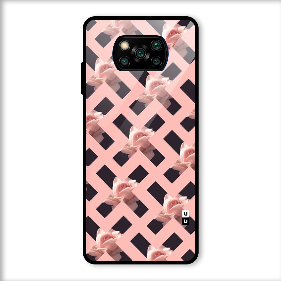 Floral X Design Glass Back Case for Poco X3