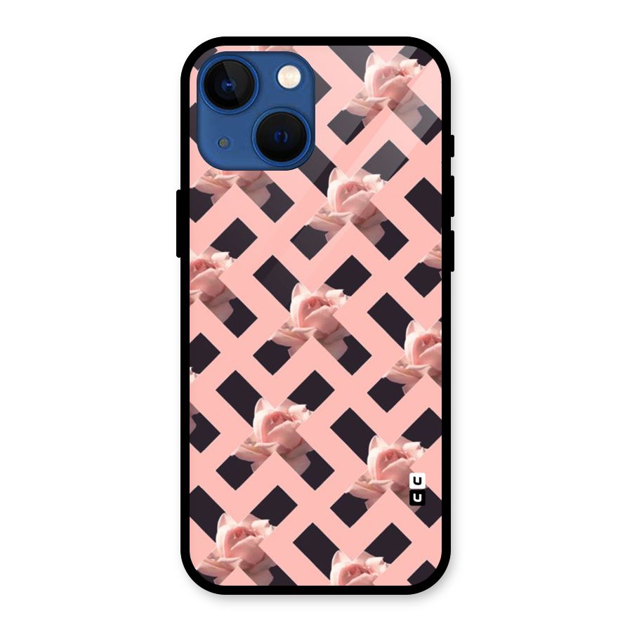 Floral X Design Glass Back Case for iPhone 13 Mini