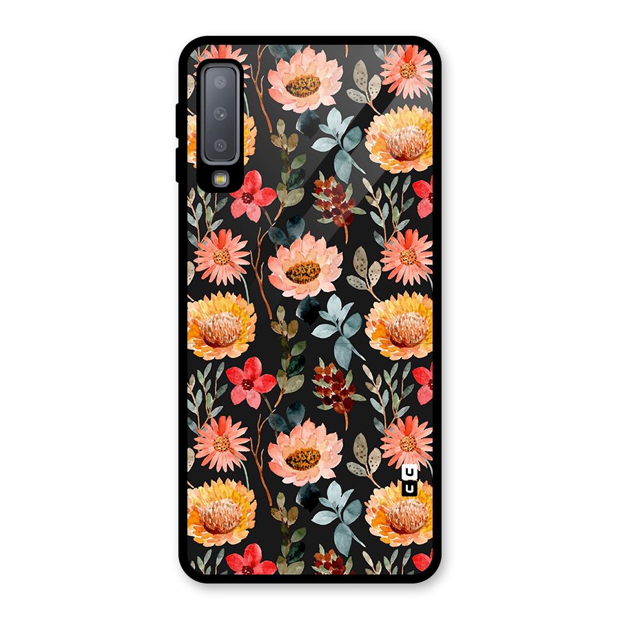 Florals Wonderful Pattern Glass Back Case for Galaxy A7 (2018)