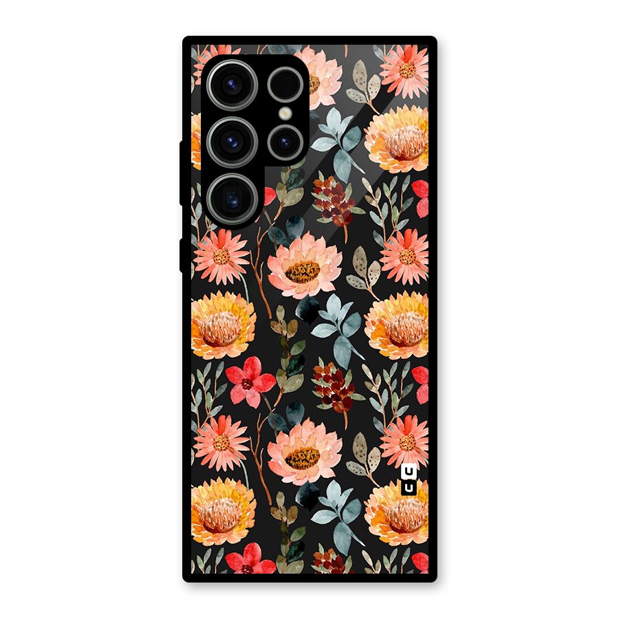 Florals Wonderful Pattern Glass Back Case for Galaxy S23 Ultra
