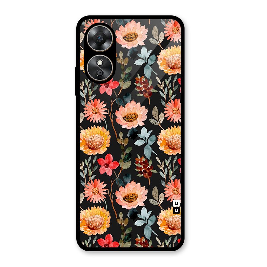 Florals Wonderful Pattern Glass Back Case for Oppo A17