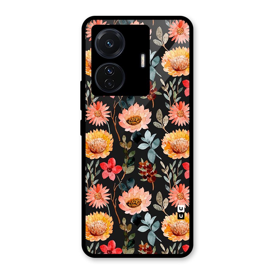 Florals Wonderful Pattern Glass Back Case for Vivo T1 Pro