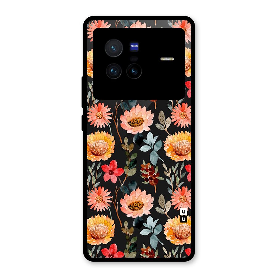 Florals Wonderful Pattern Glass Back Case for Vivo X80