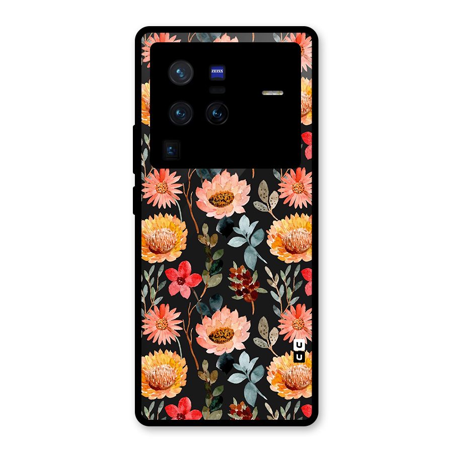 Florals Wonderful Pattern Glass Back Case for Vivo X80 Pro