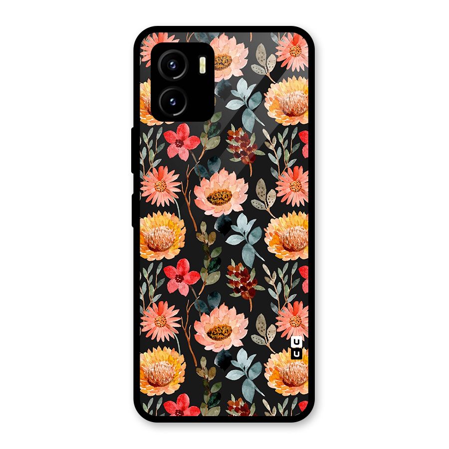 Florals Wonderful Pattern Glass Back Case for Vivo Y15s