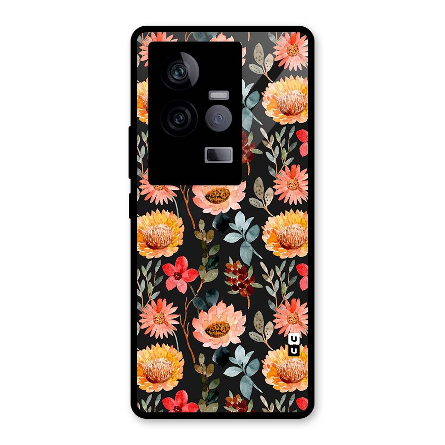 Florals Wonderful Pattern Glass Back Case for Vivo iQOO 11 5G