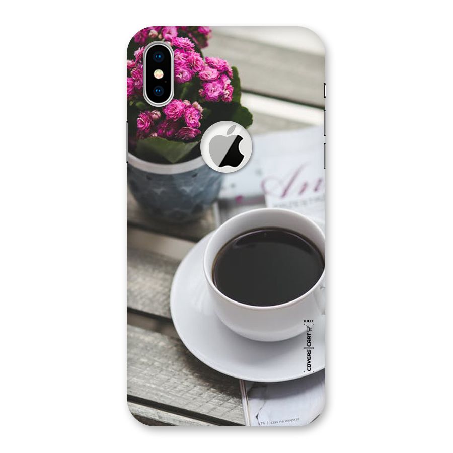 Flower And Blend Back Case for iPhone XS Logo Cut