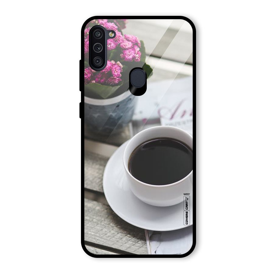 Flower And Blend Glass Back Case for Galaxy M11