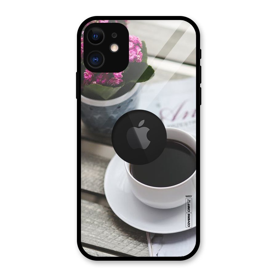 Flower And Blend Glass Back Case for iPhone 11 Logo Cut