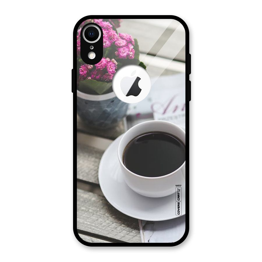 Flower And Blend Glass Back Case for iPhone XR Logo Cut