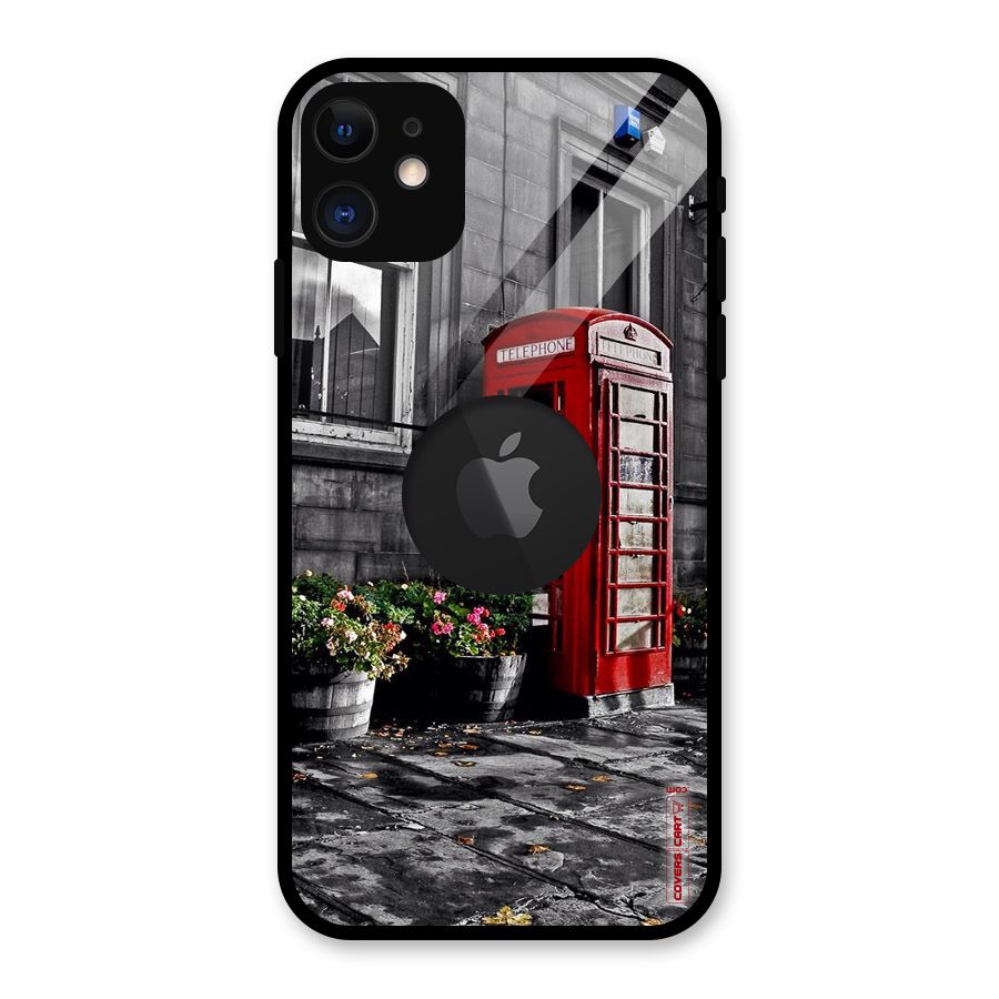 Flower And Booth Glass Back Case for iPhone 11 Logo Cut