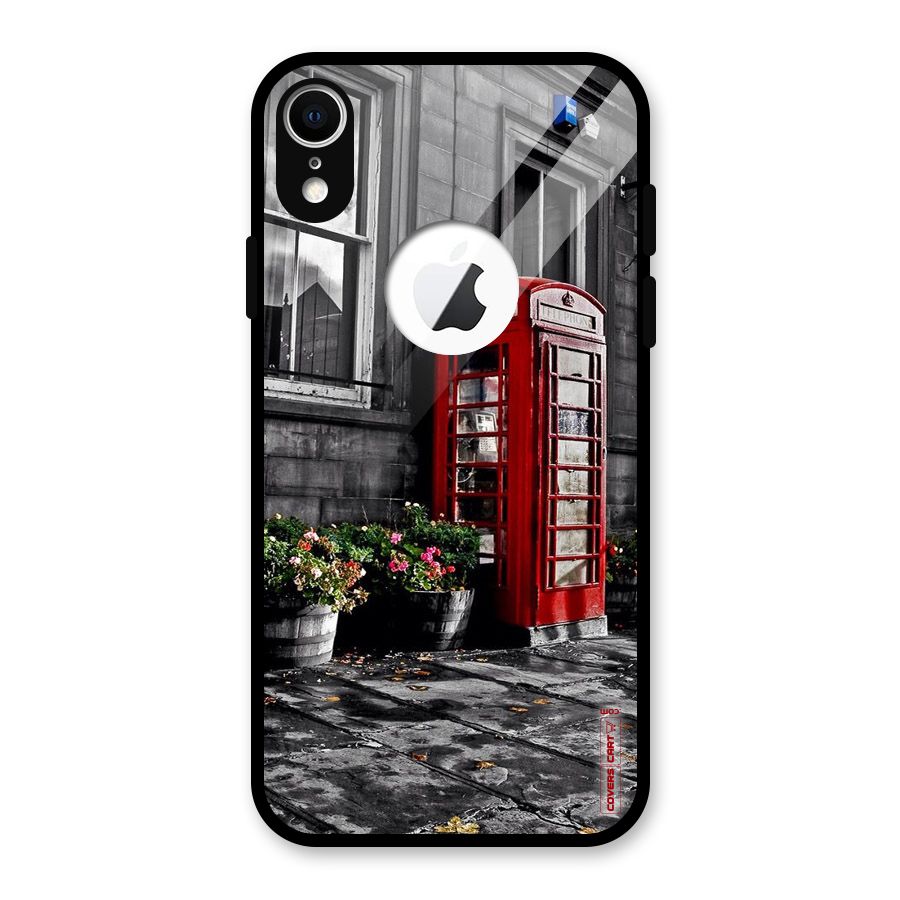 Flower And Booth Glass Back Case for iPhone XR Logo Cut