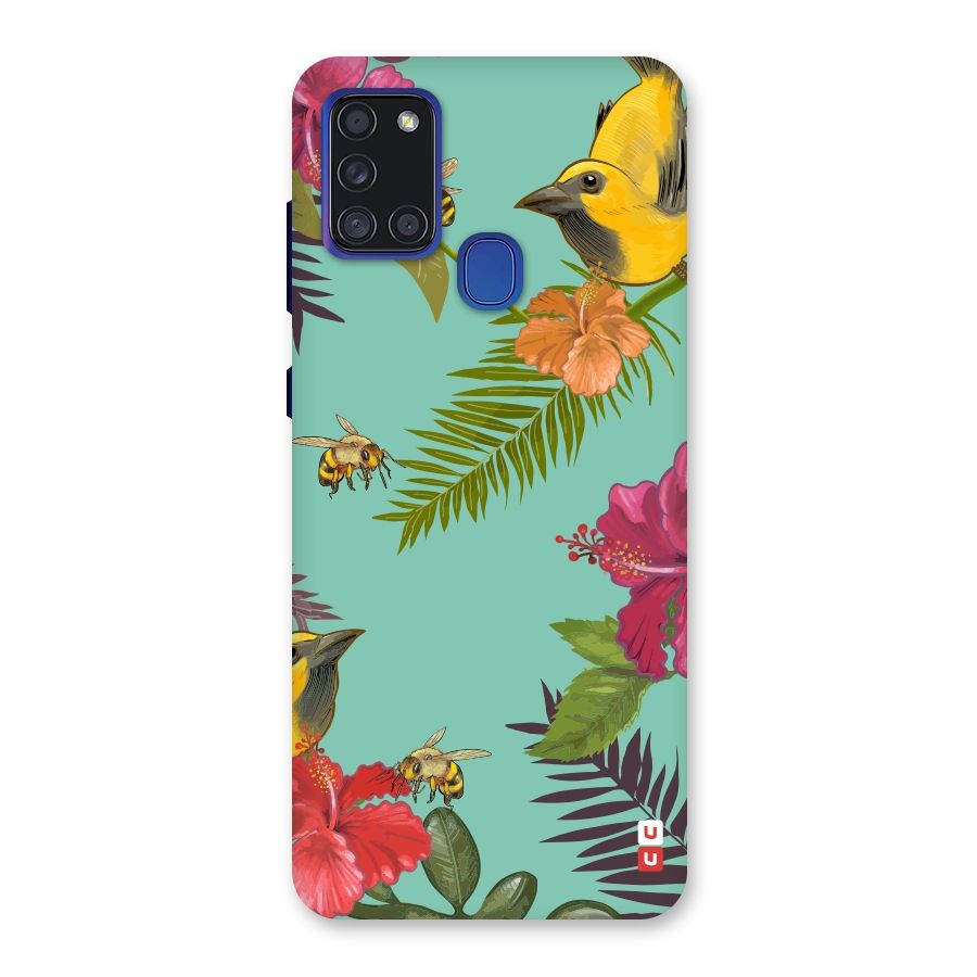 Flower Bird and Bee Back Case for Galaxy A21s