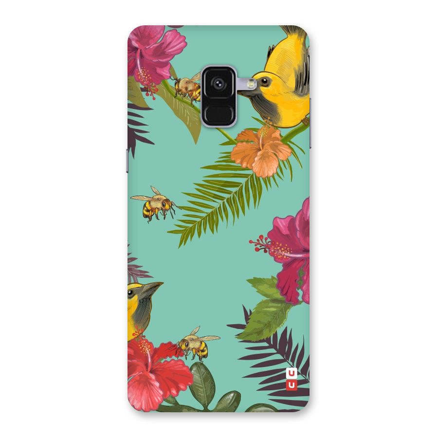 Flower Bird and Bee Back Case for Galaxy A8 Plus