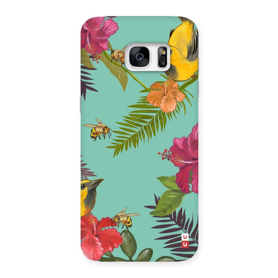 Flower Bird and Bee Back Case for Galaxy S7 Edge