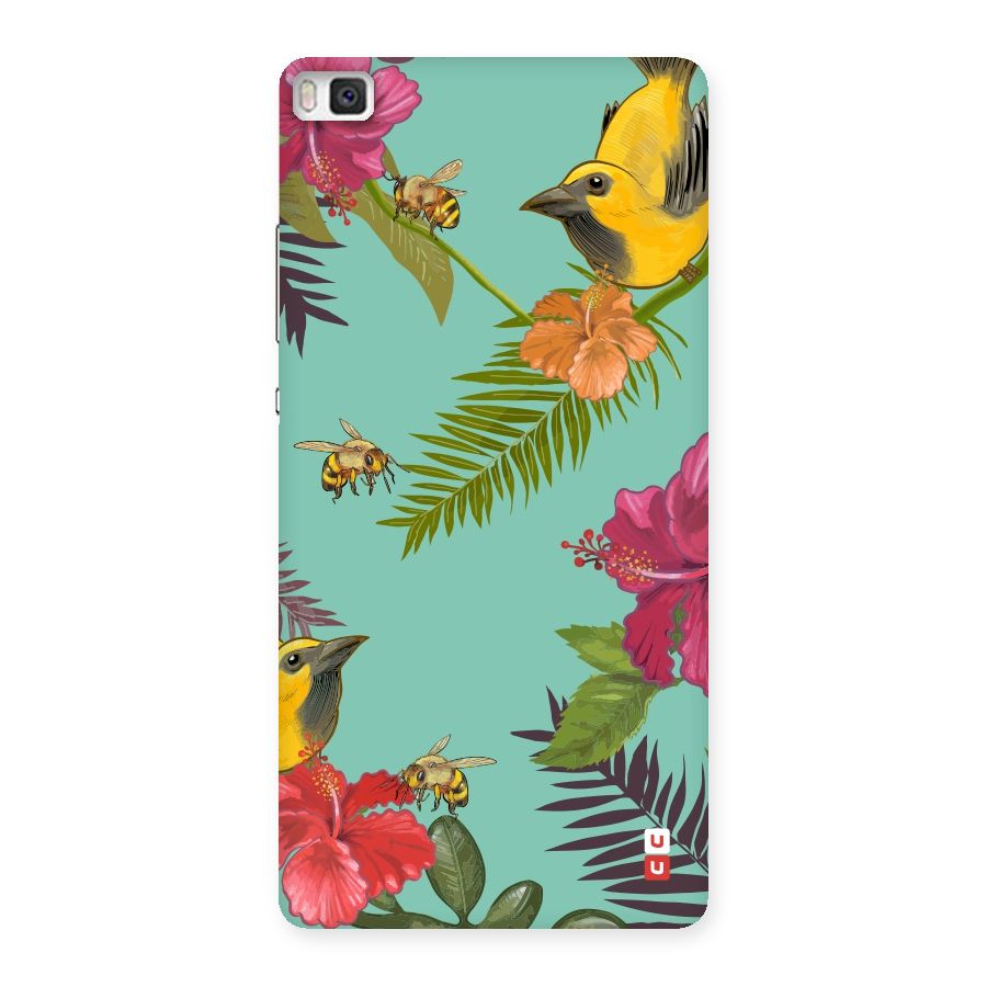 Flower Bird and Bee Back Case for Huawei P8