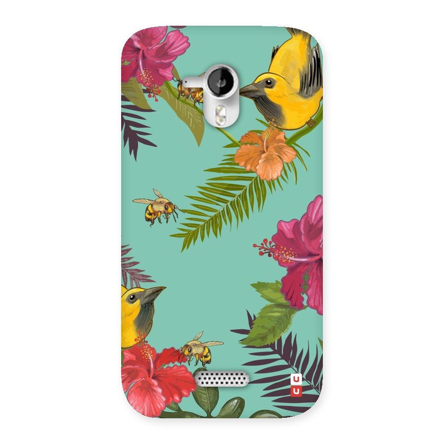 Flower Bird and Bee Back Case for Micromax Canvas HD A116