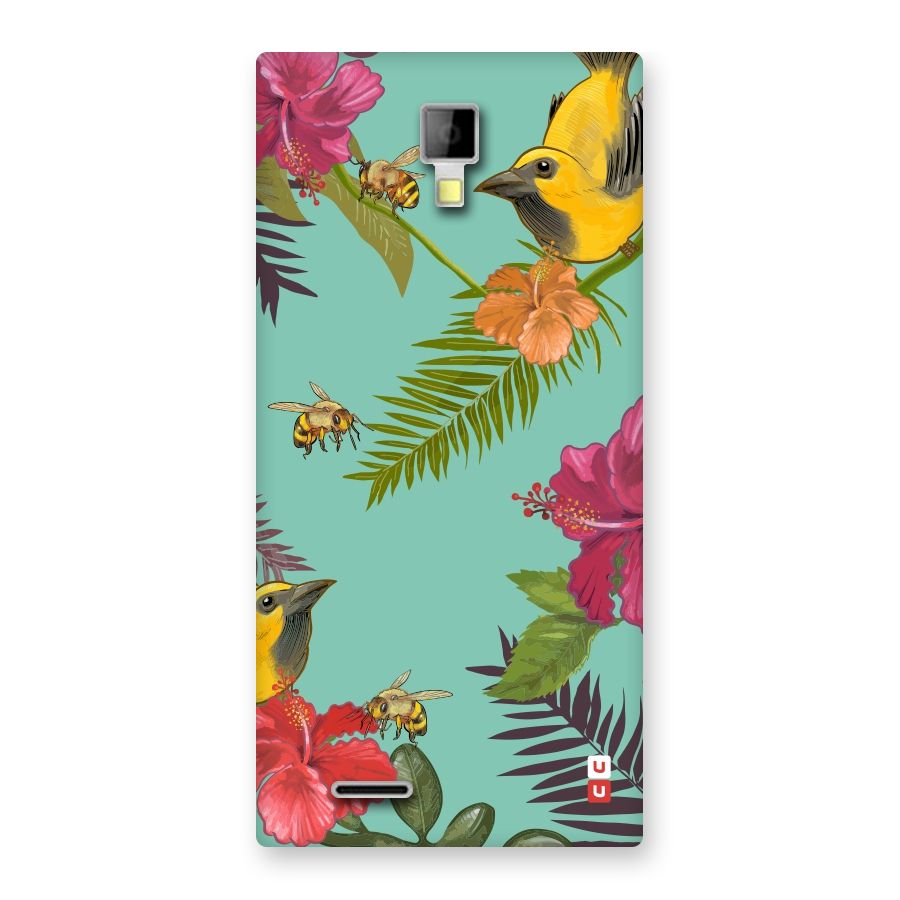 Flower Bird and Bee Back Case for Micromax Canvas Xpress A99