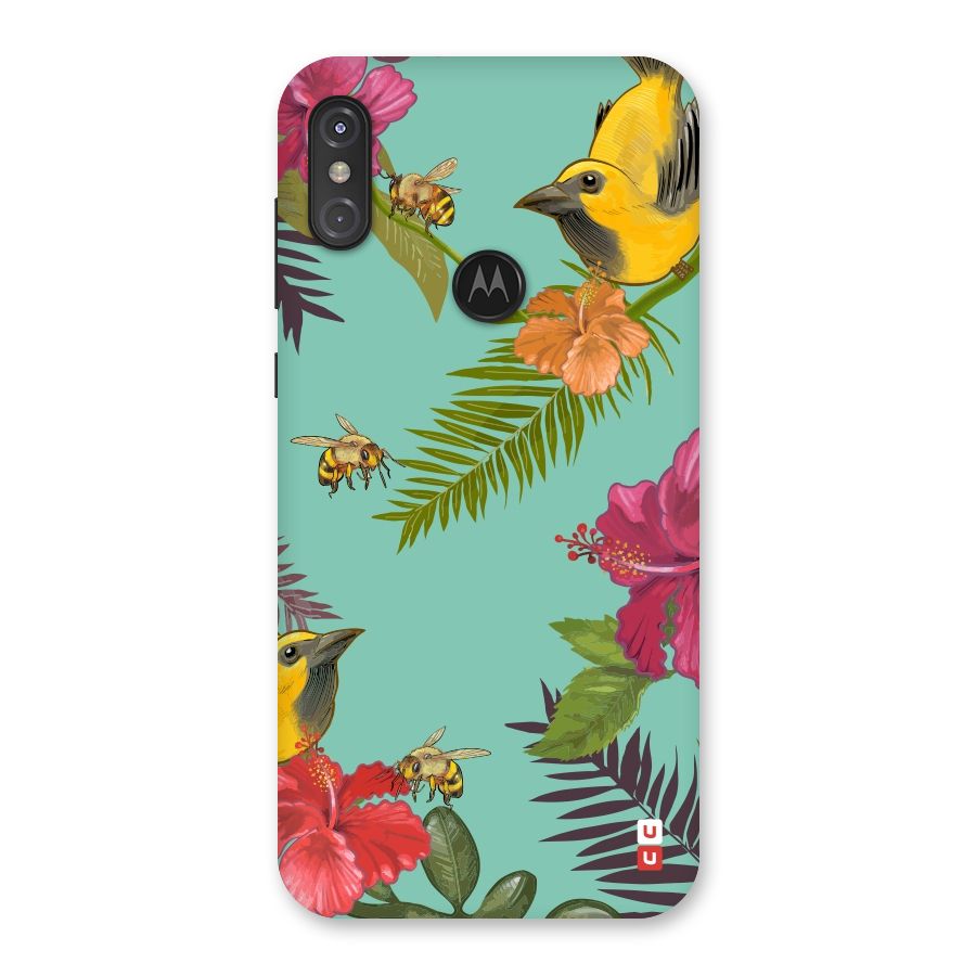 Flower Bird and Bee Back Case for Motorola One Power