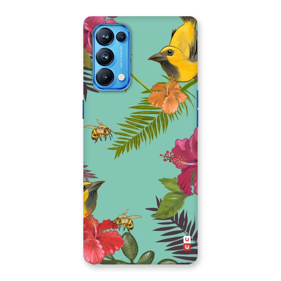 Flower Bird and Bee Back Case for Oppo Reno5 Pro 5G