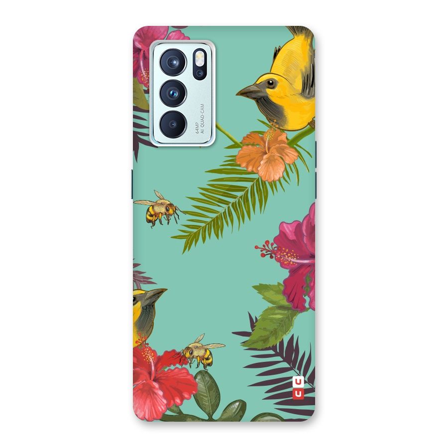 Flower Bird and Bee Back Case for Oppo Reno6 Pro 5G