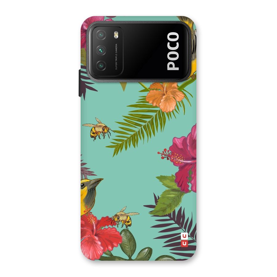 Flower Bird and Bee Back Case for Poco M3