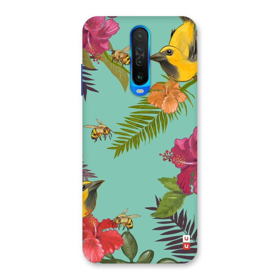 Flower Bird and Bee Back Case for Poco X2